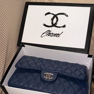 CHANEL Navy Quilted Caviar Leather Flap Shoulder Bag